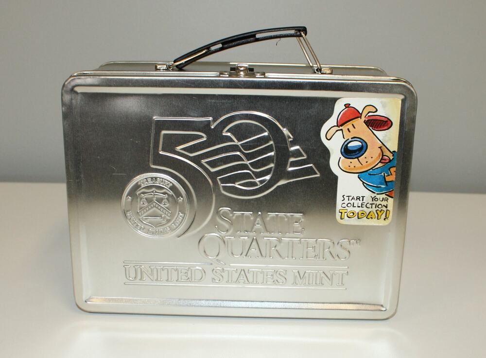 50 State Quarters United States Mint Coin Collection Cards & Tin Lunch Box NEW